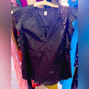 Old Navy Black and White Polka Dot Blouse